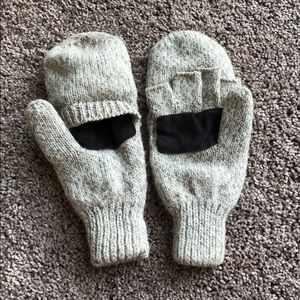 Finger gloves with mitten attachment